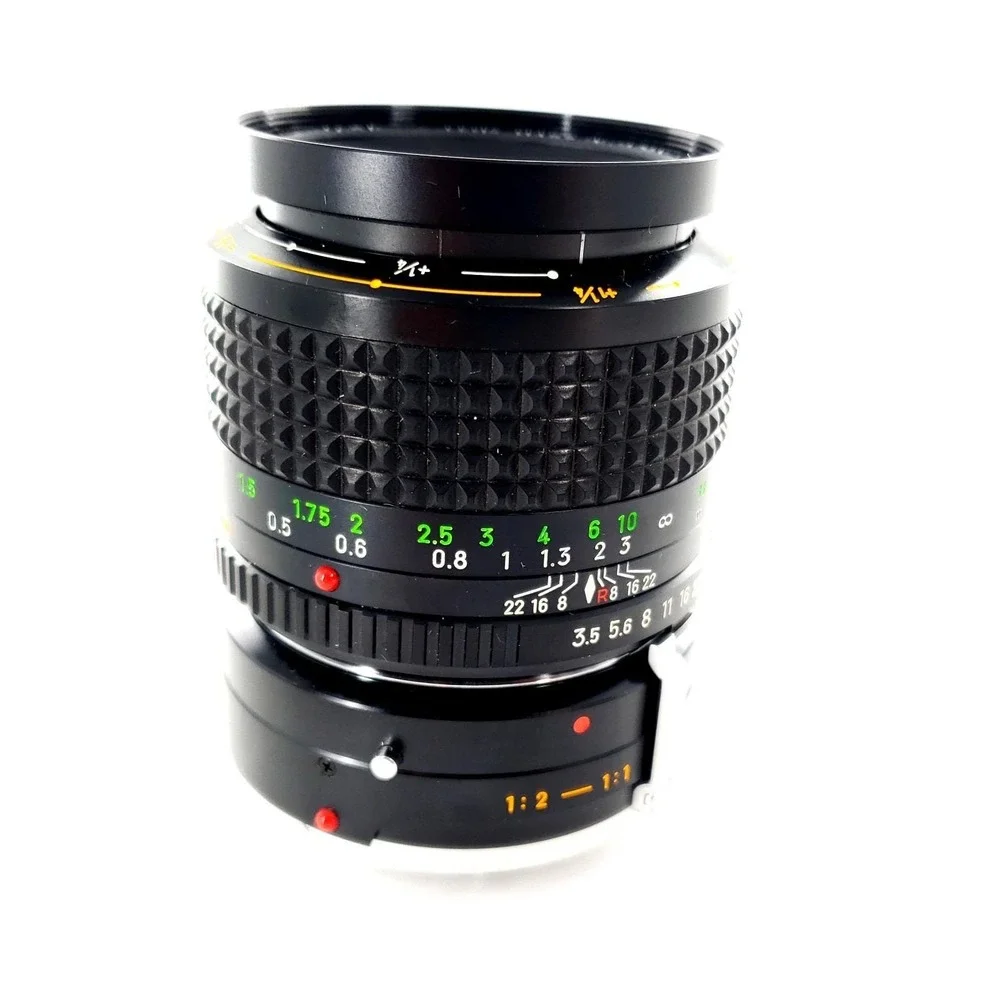 Minolta MC Macro Rokkor-X 50mm f/3.5 Lens & MC Macro Converter w/ Canister